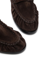 Saint Laurent Le Loafer Logo Suede Loafers Brown