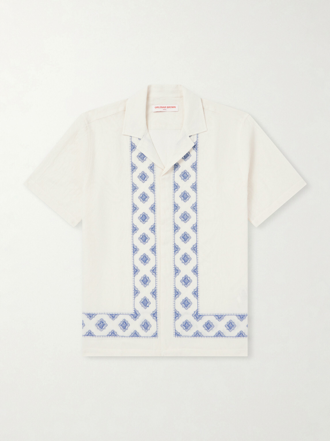 Orlebar Brown - Maitan Camp-Collar Embroidered Cotton Shirt - Neutrals