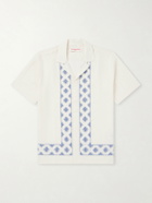 Orlebar Brown - Maitan Camp-Collar Embroidered Cotton Shirt - Neutrals