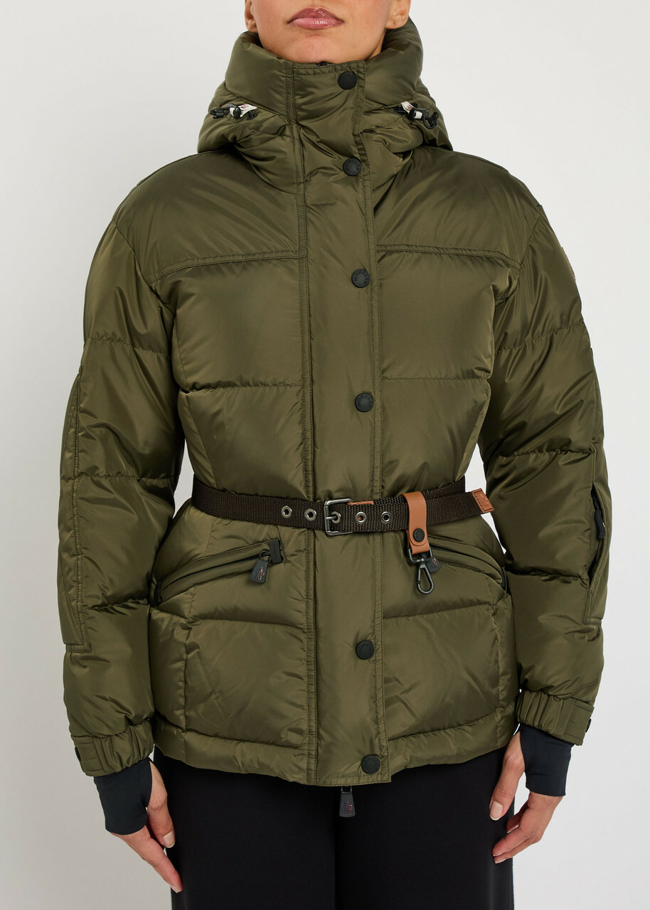 Moncler Salastrains Belted Padded Shell Jacket Green Dark