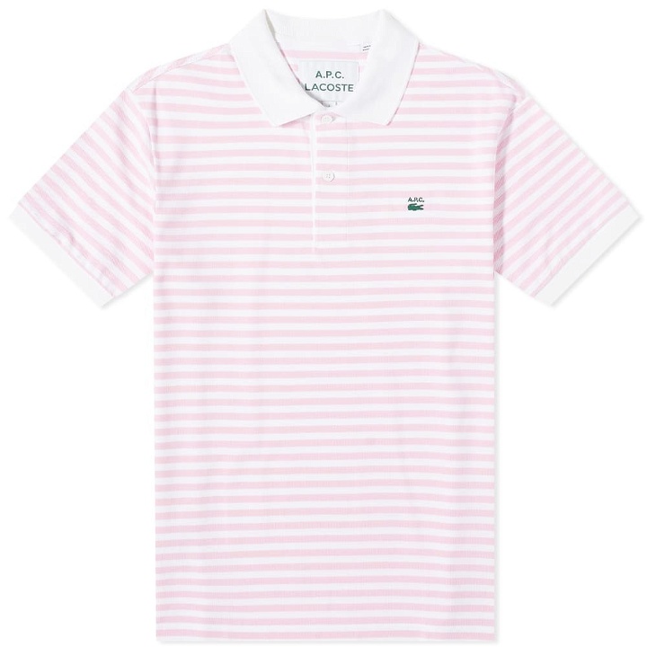 Photo: A.P.C. x Lacoste Stripe Polo Shirt in Pink