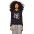 Kenzo Blue Tiger Embroidery Blouse