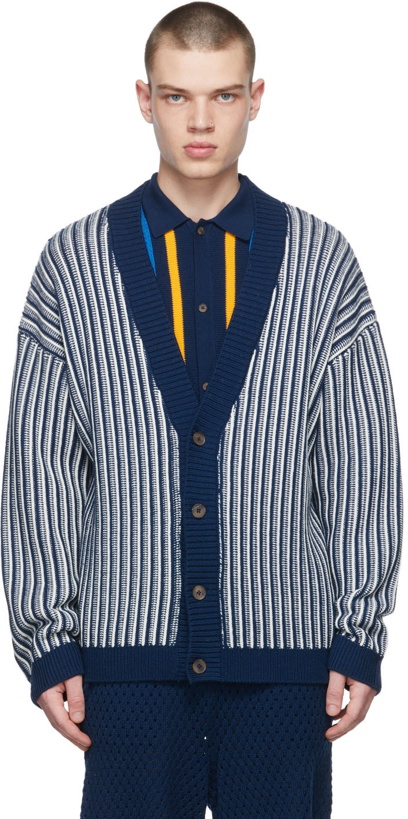 Photo: King & Tuckfield Blue & Navy Textured Knit Cardigan