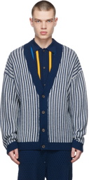 King & Tuckfield Blue & Navy Textured Knit Cardigan