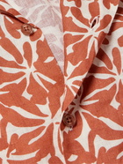 Frescobol Carioca - Roberto Camp-Collar Floral-Print Linen Shirt - Orange