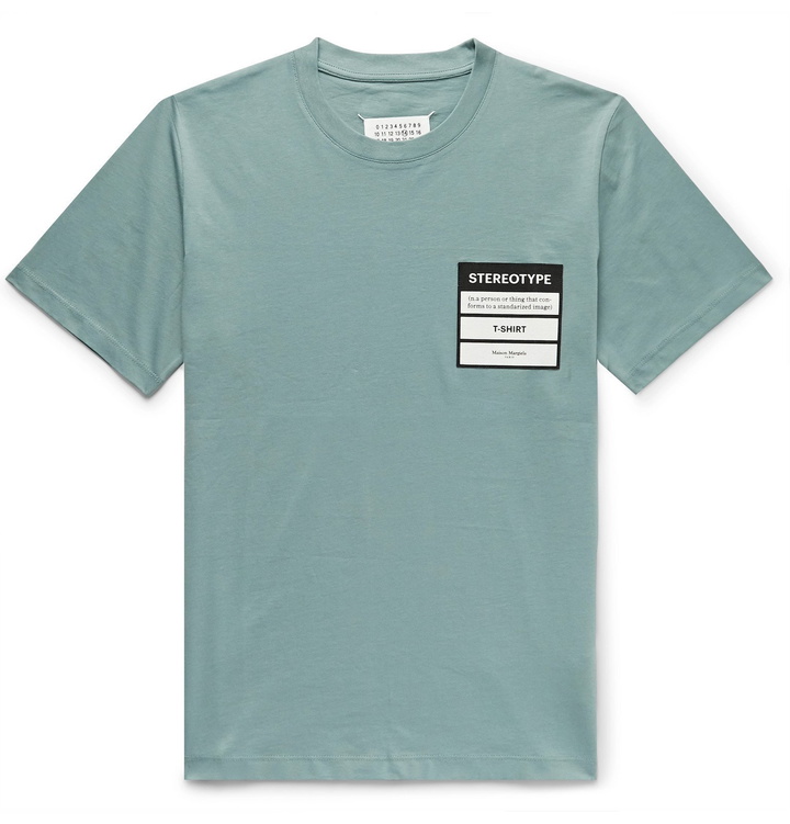 Photo: Maison Margiela - Logo-Appliquéd Organic Cotton-Jersey T-Shirt - Green