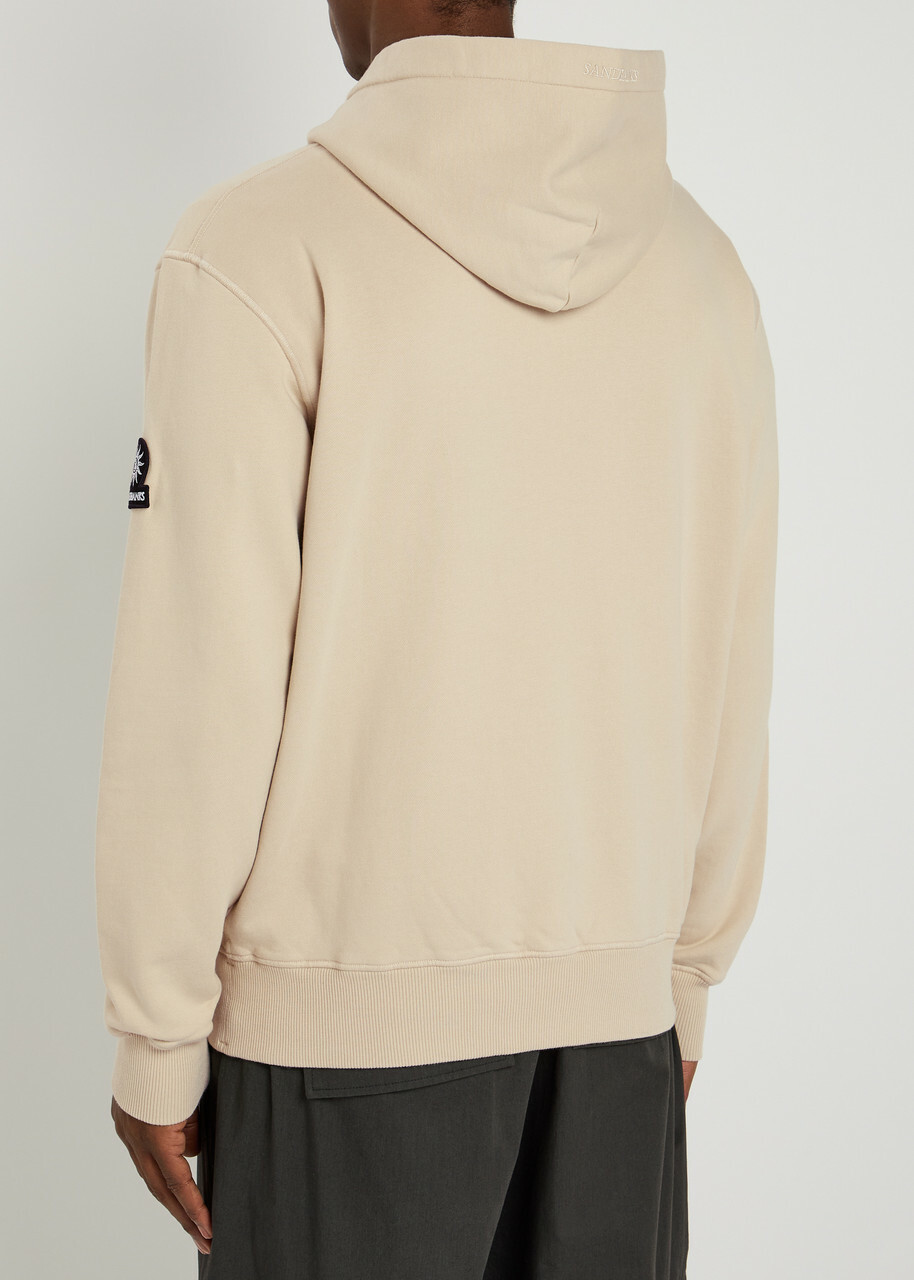 Sandbanks Badge Logo Hooded Cotton Sweatshirt Grey