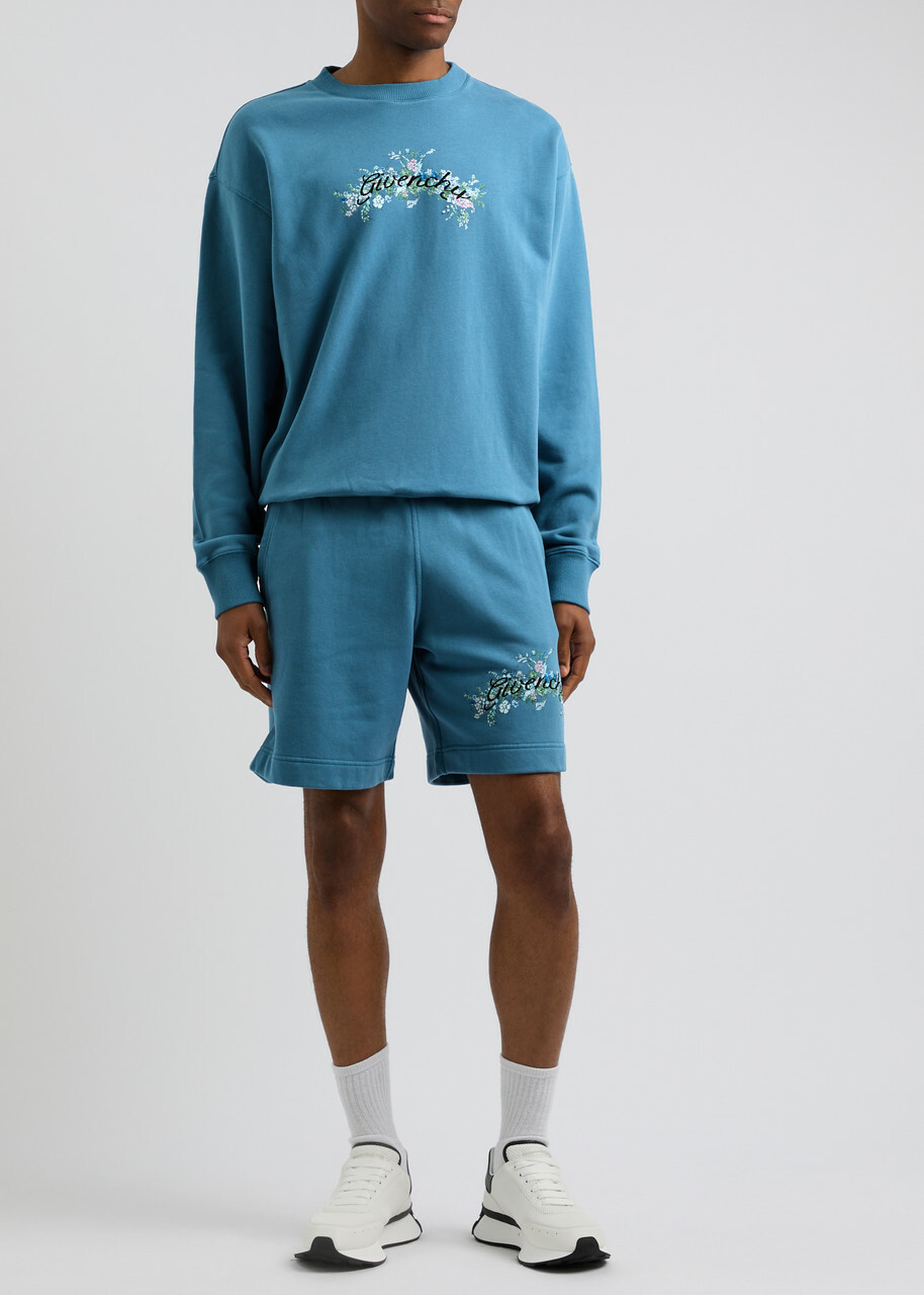 Givenchy Logo-embroidered Cotton Sweatshirt Blue Givenchy