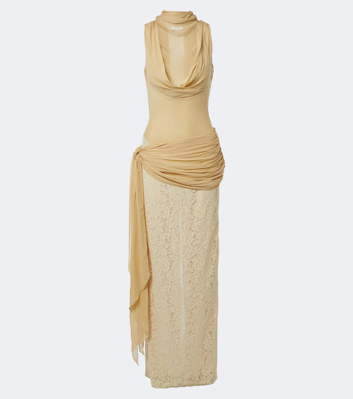De La Vali Rosa lace-paneled georgette maxi dress
