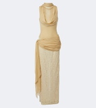 De La Vali Rosa lace-paneled georgette maxi dress