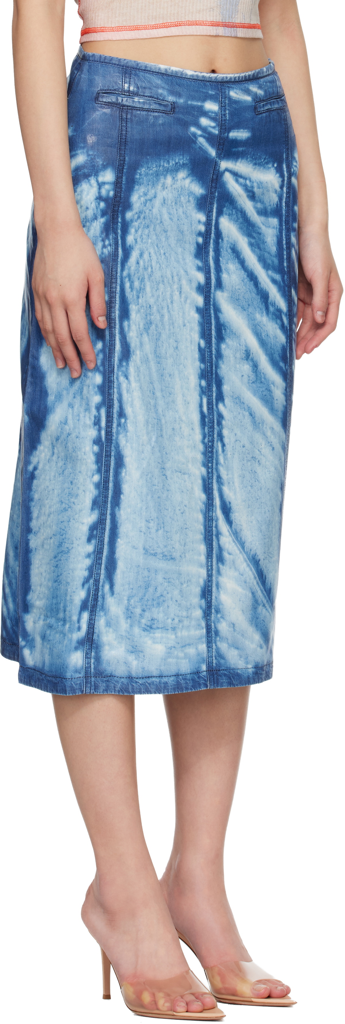 Diesel Blue X-Ray Lyocell Denim Midi Skirt