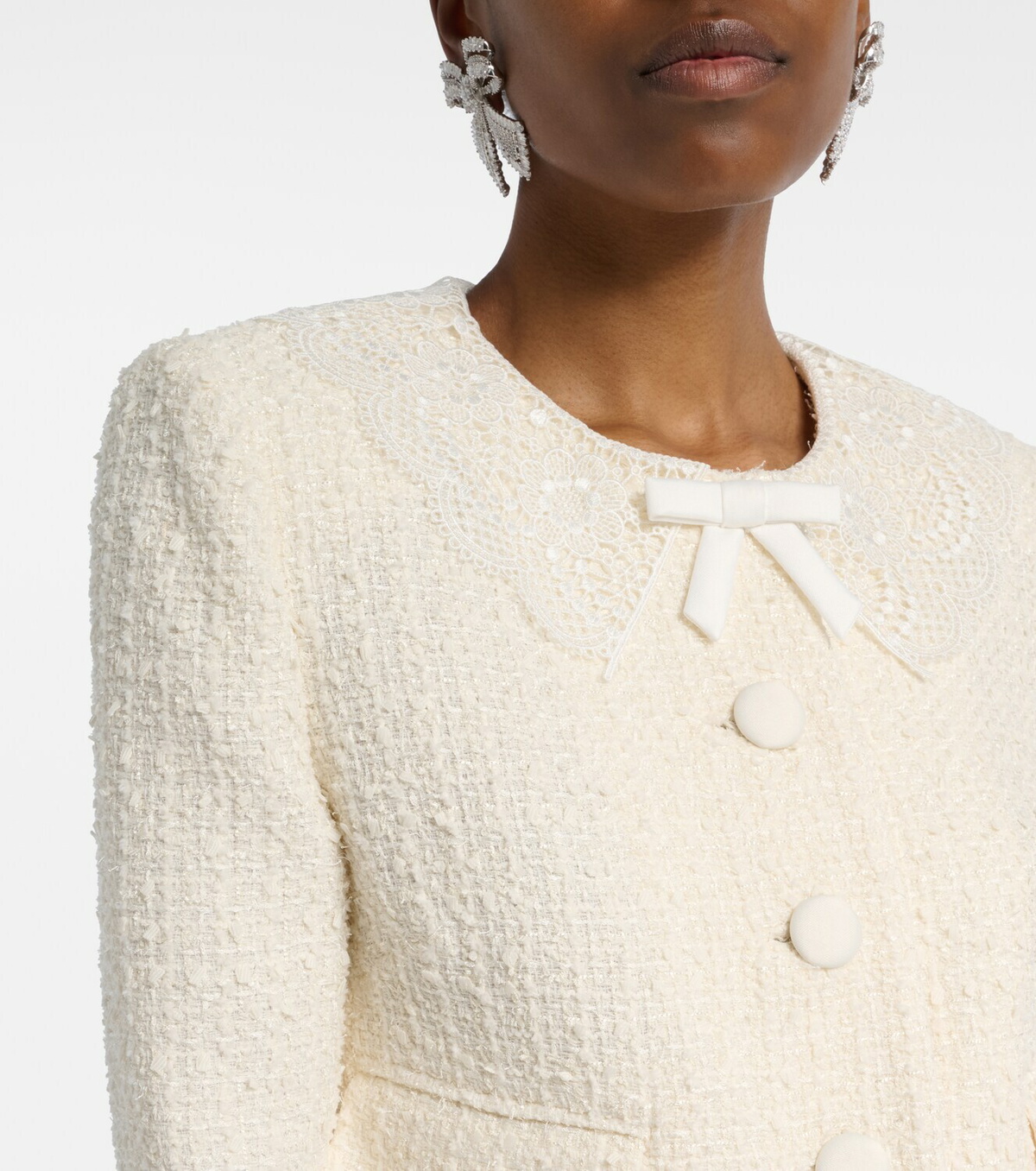 Self-Portrait Lace-trimmed bouclé jacket