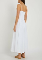 Staud Margi Pintuck Stretch-cotton Midi Dress White