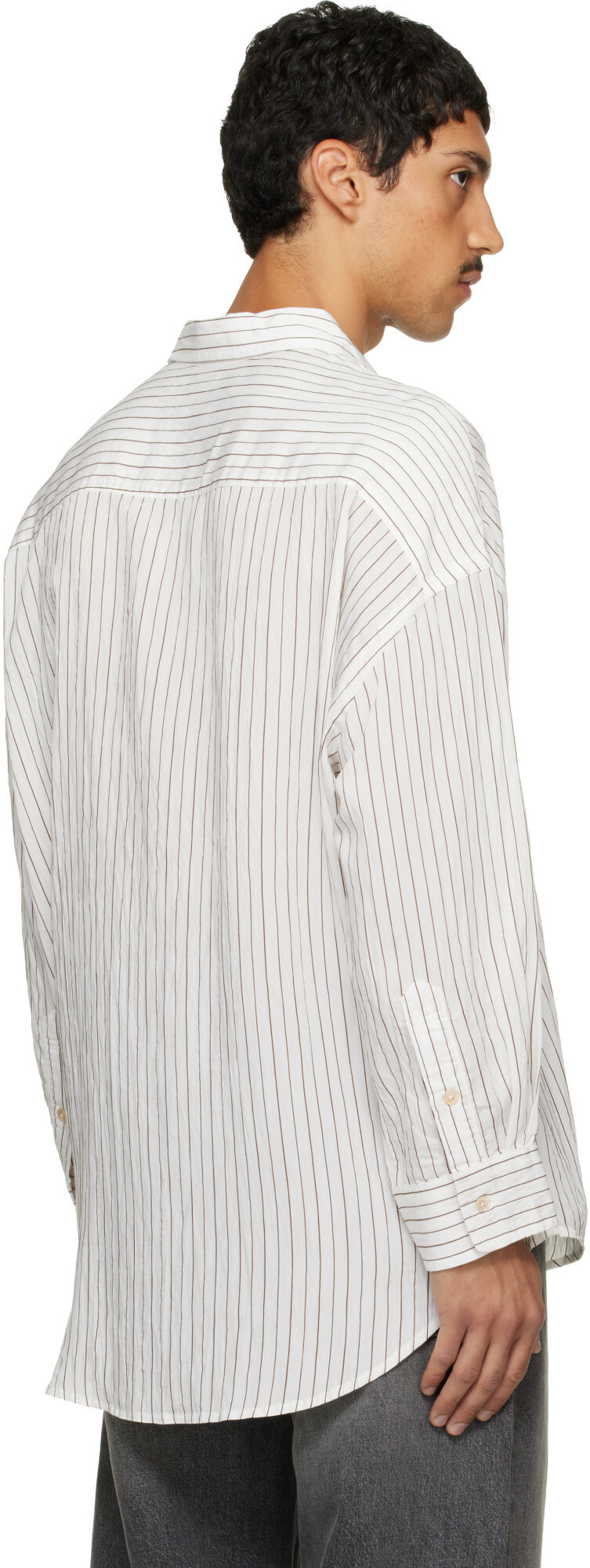 R13 White & Brown Drop Neck Shirt