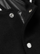 Balmain - Logo-Appliquéd Wool and Leather Varsity Jacket - Black