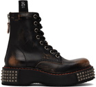 R13 Black Single Stack Lace-Up Boots