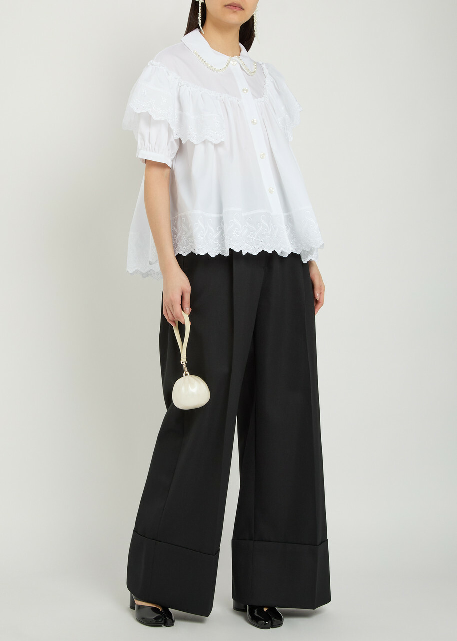 Simone Rocha Turn-up Wide-leg Gabardine Trousers Black