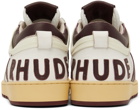 Rhude SSENSE Exclusive White & Burgundy Rhecess Low Sneakers