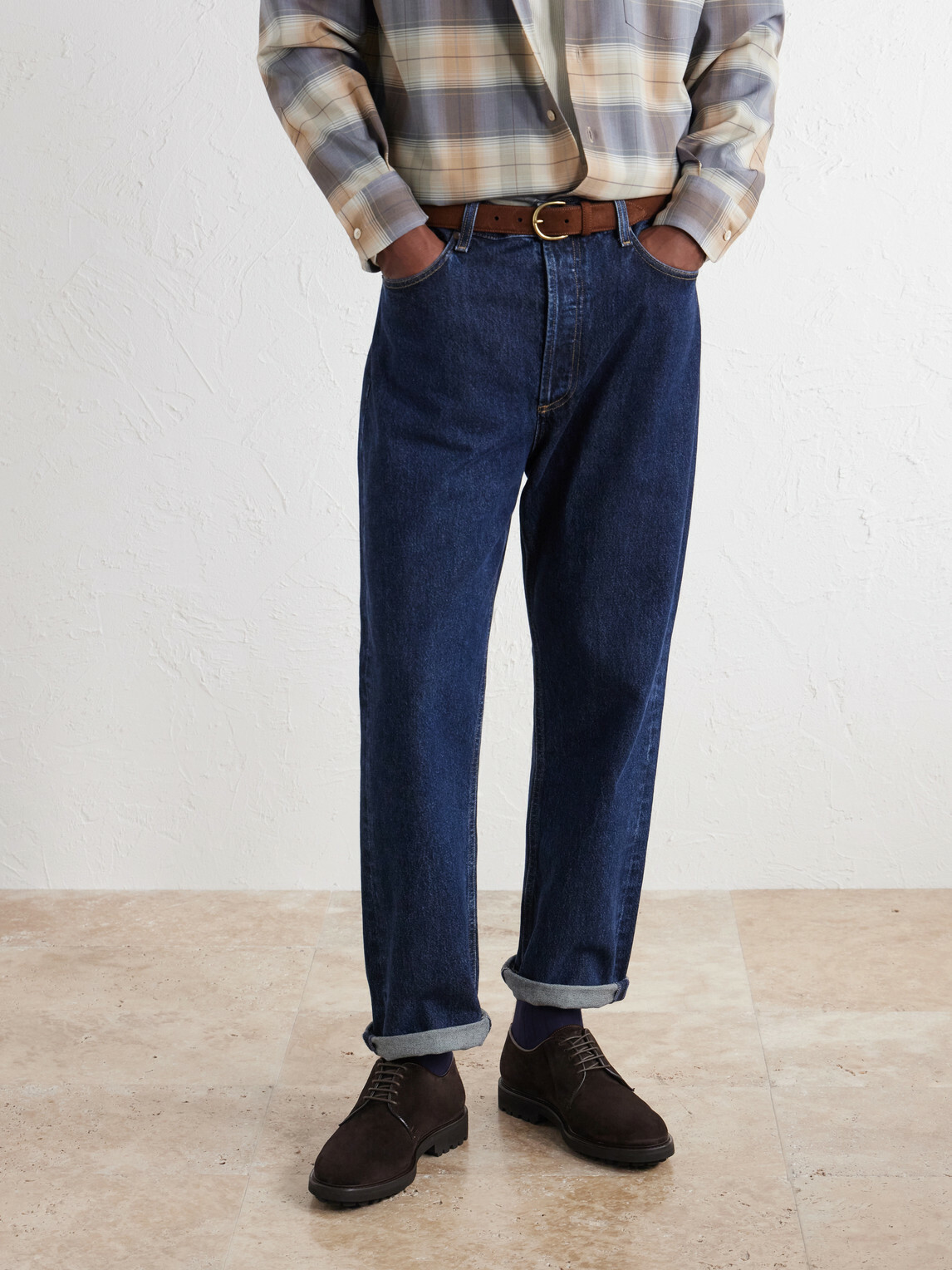 Mr P. - Suede Derby Shoes - Brown