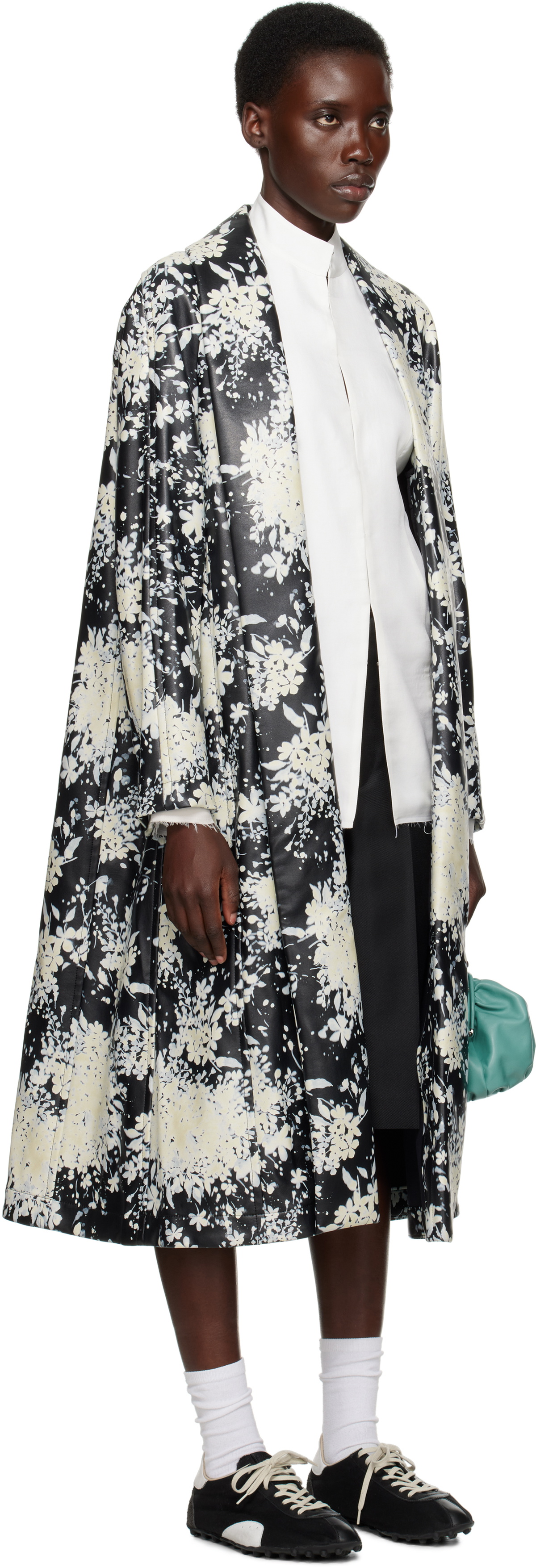 Comme des Garçons Homme Plus Black & White Printed Faux-Leather Coat