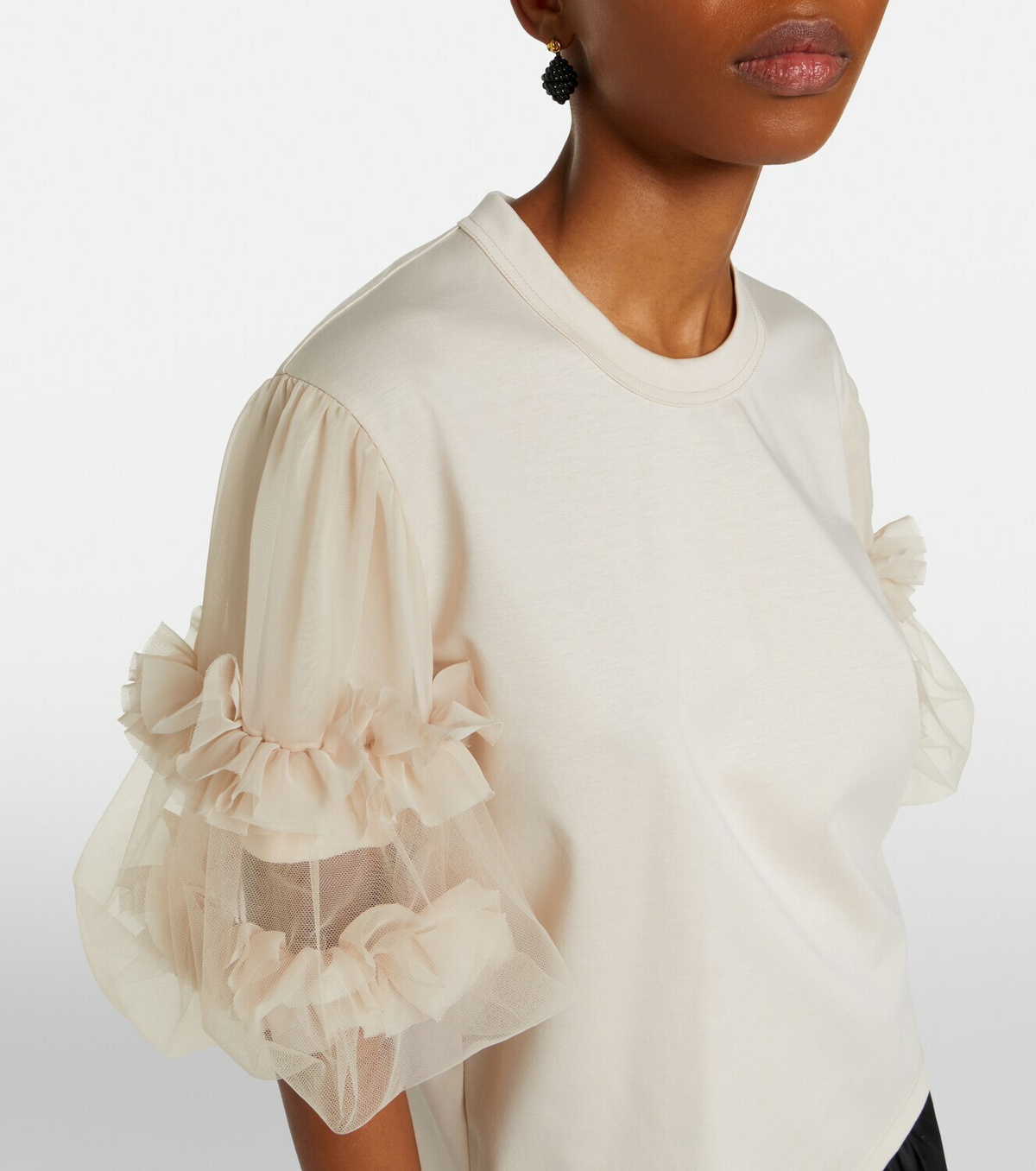 Noir Kei Ninomiya Ruffled tulle-trimmed cotton T-shirt
