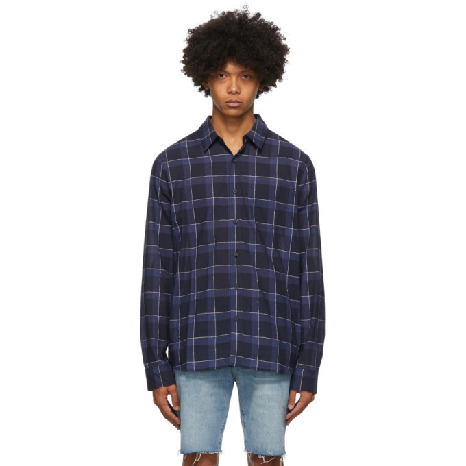 Photo: Frame Navy Check Single Pocket Shirt