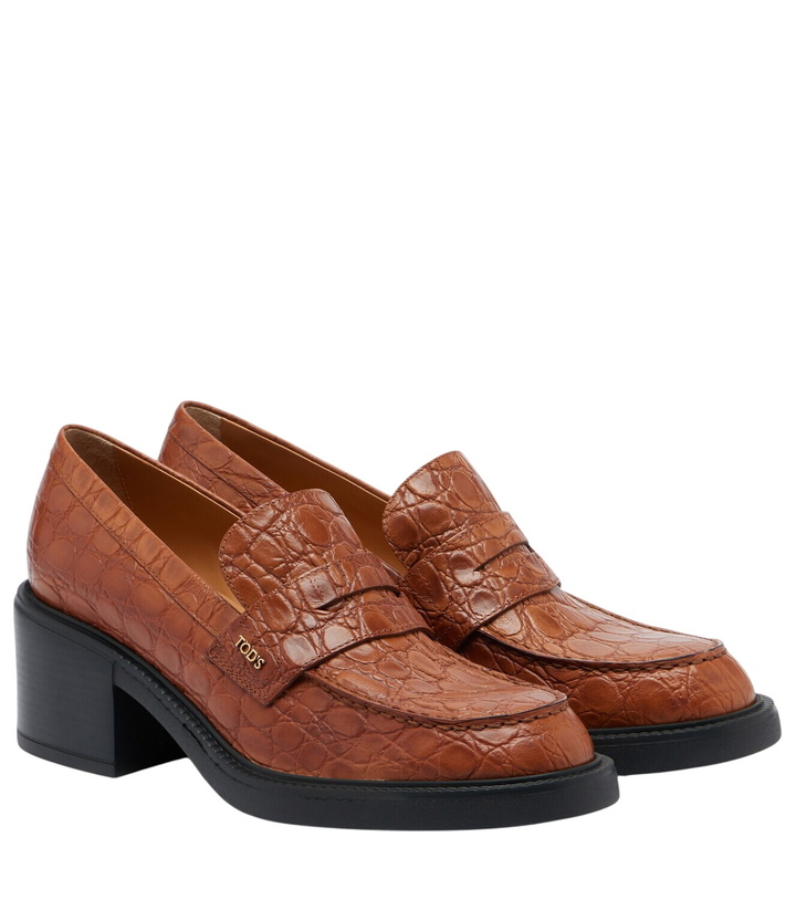Photo: Tod's Croc-effect leather loafer pumps