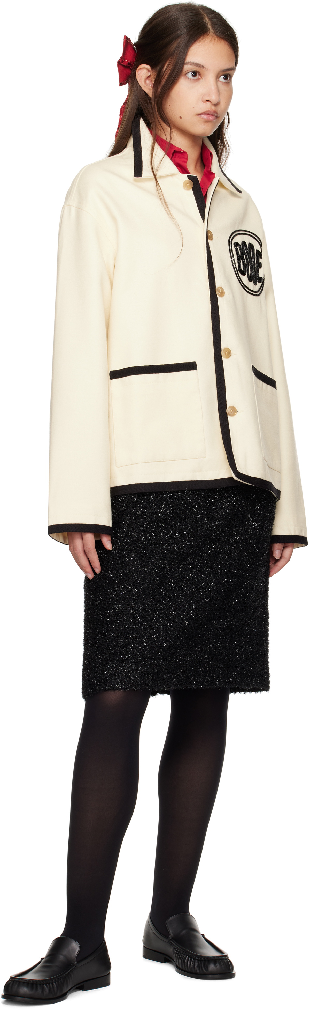 Bode Off-White Beaded Player Jacket