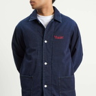 Visvim Men's Osiris Down Coverall Damaged Shirt Jacket in Indigo