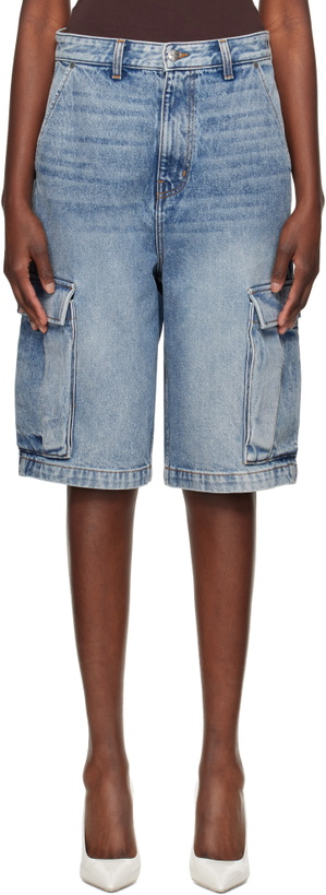 Photo: Rhude Blue Baggy Denim Cargo Shorts