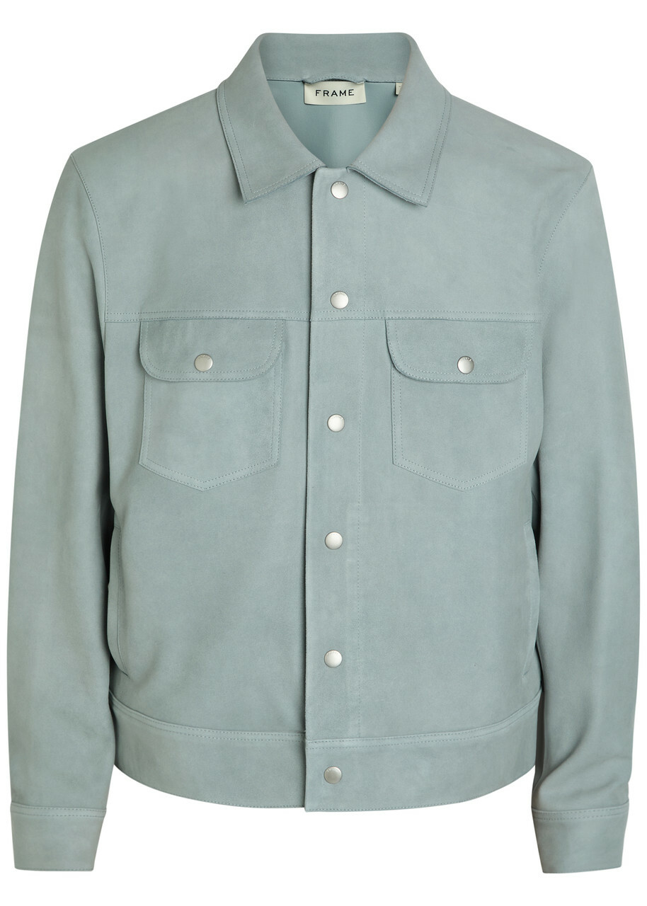 Frame Suede Trucker Jacket Light Blue