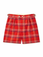 BODE - Gable Straight-Leg Pleated Checked Wool Shorts - Red