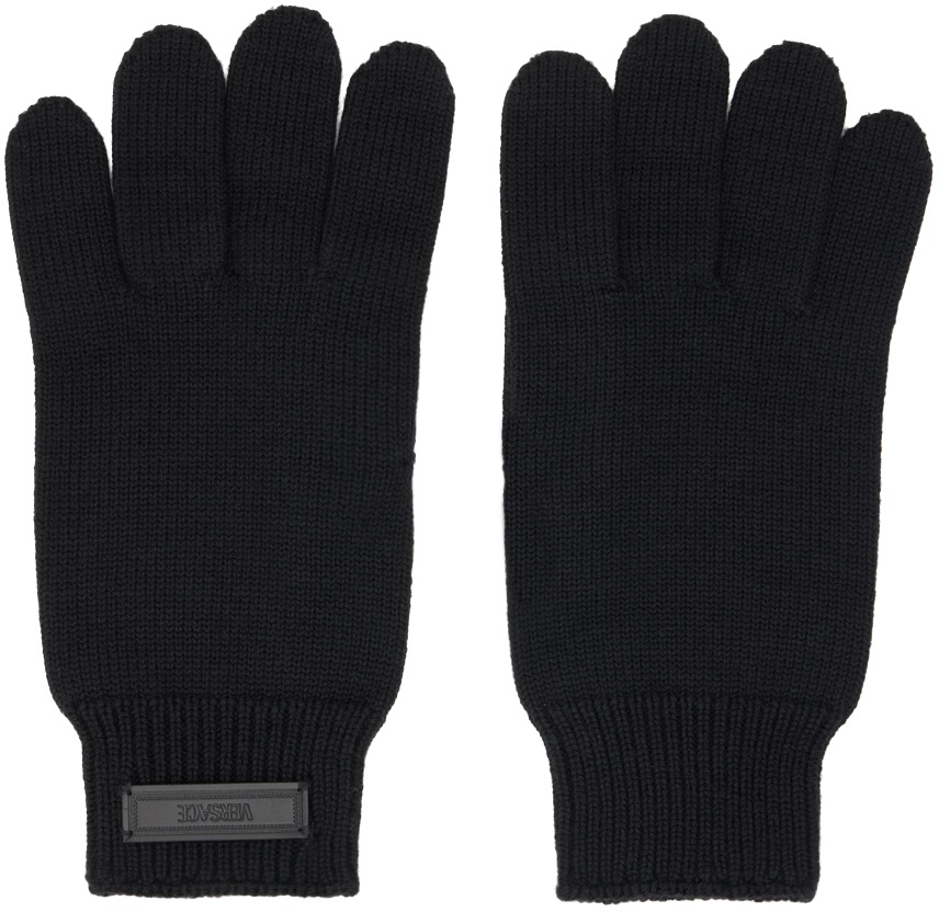 Versace Black Logo Gloves Versace