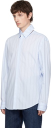 Jean Paul Gaultier Blue Pinstriped Floating Collar Shirt