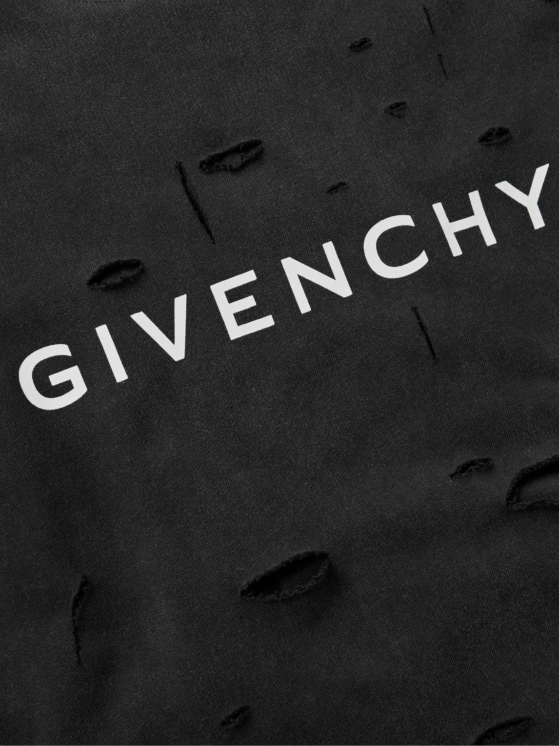 Top Givenchy Logo-print Distressed Cotton Sweatshirt