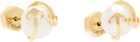 Off-White Gold Arrow Pearl Earrings