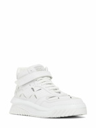 VERSACE - Laser Cut Leather High-top Sneakers