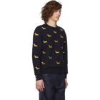 Thom Browne Navy Hector Half-Drop Crewneck Sweatshirt