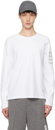 Thom Browne White 4-Bar Stripe Long Sleeve T-Shirt