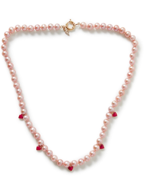 Photo: POLITE WORLDWIDE® - Lover 14-Karat Gold, Enamel and Pearl Necklace