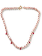 POLITE WORLDWIDE® - Lover 14-Karat Gold, Enamel and Pearl Necklace