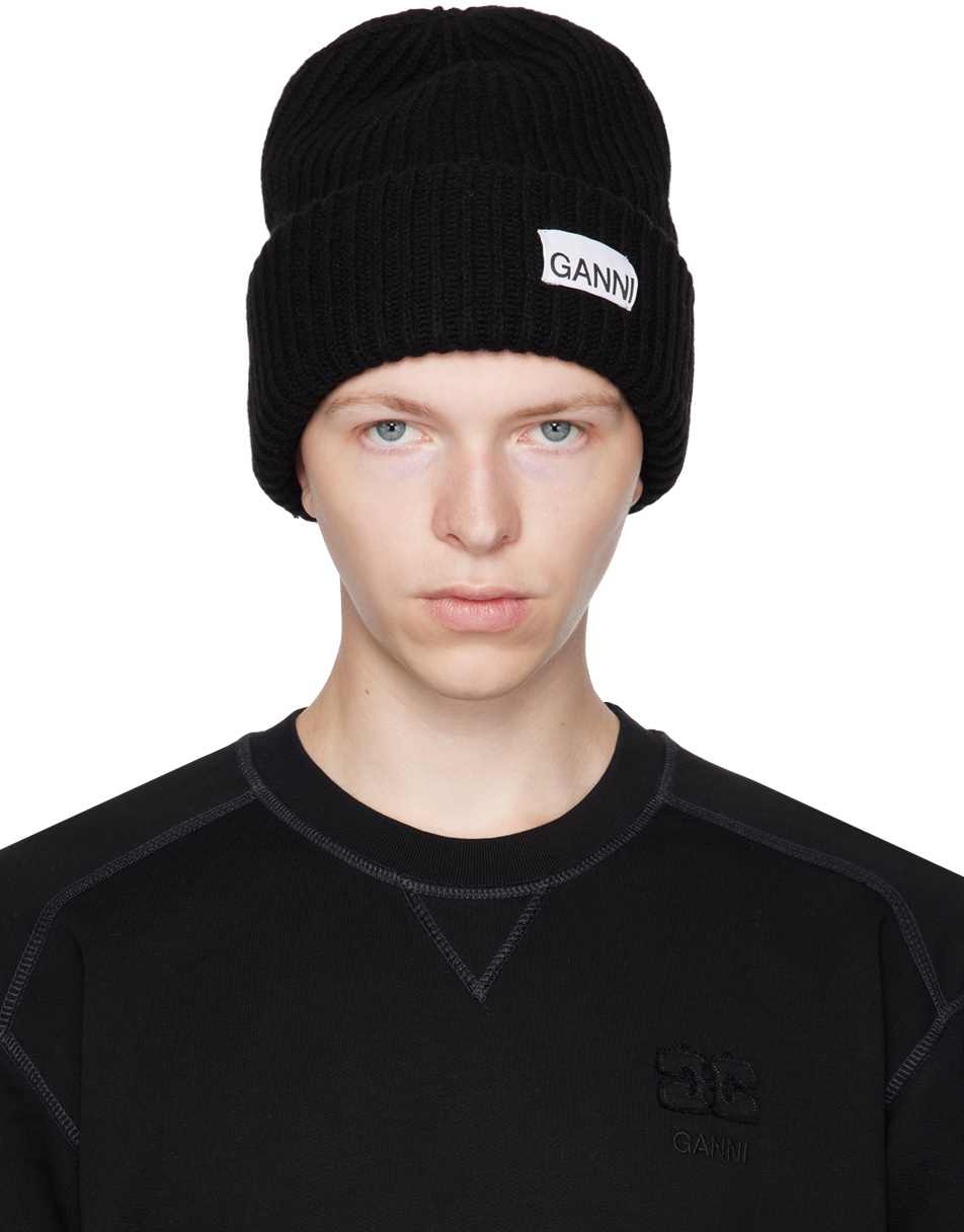 GANNI Black Wool Beanie GANNI