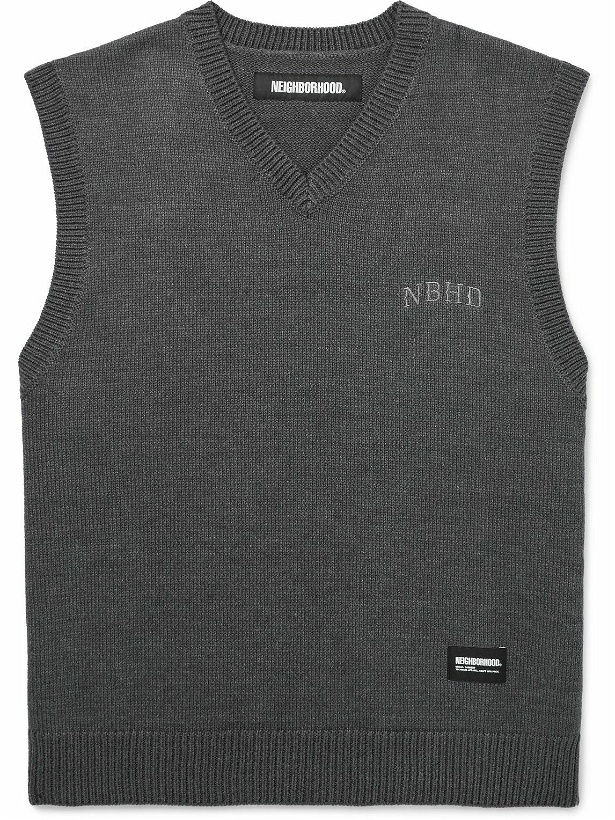 Photo: Neighborhood - Logo-Embroidered Cotton-Blend Sweater Vest - Gray