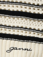 GANNI Striped Cotton V-neck Sweater