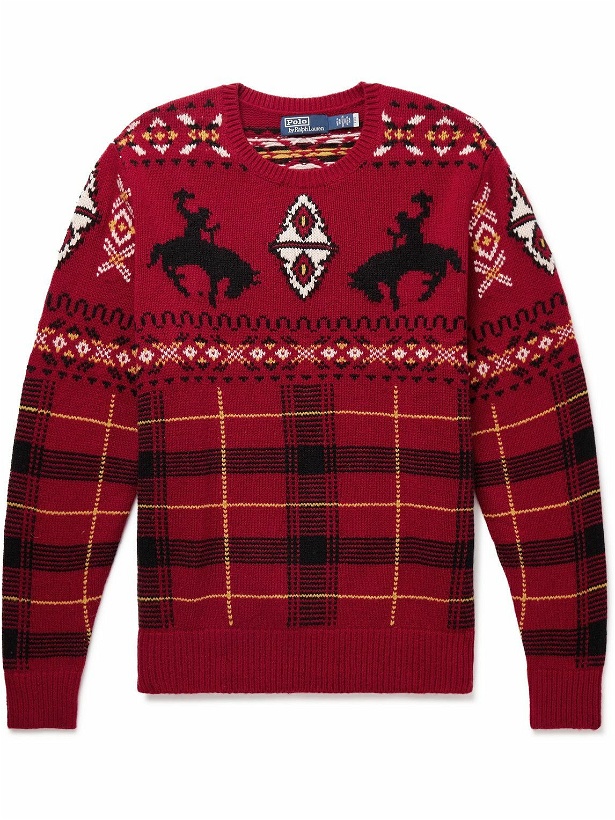 Photo: Polo Ralph Lauren - Intarsia Wool-Blend Sweater - Red