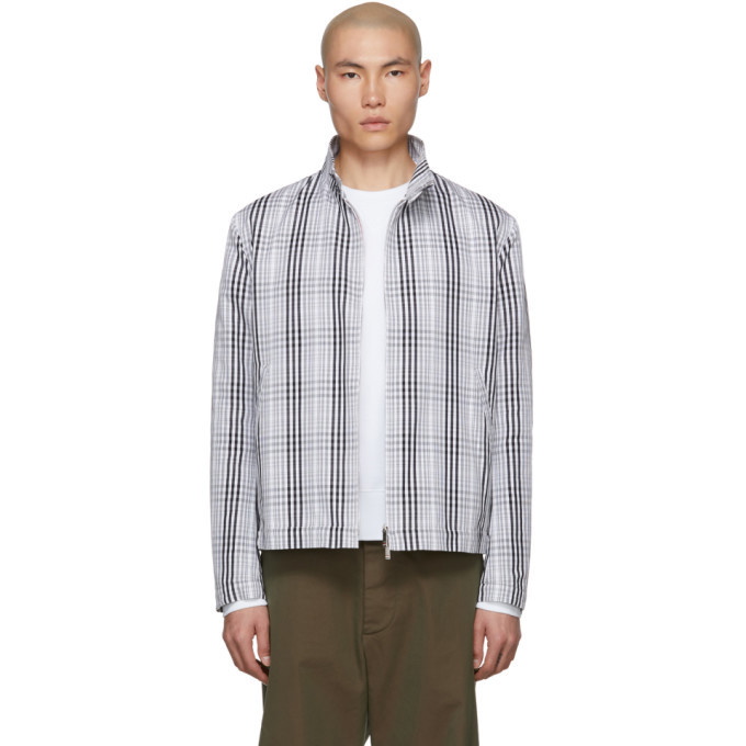 Photo: Thom Browne White and Black Cotton Check Side Tab Baracuta Jacket