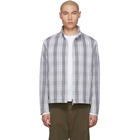 Thom Browne White and Black Cotton Check Side Tab Baracuta Jacket