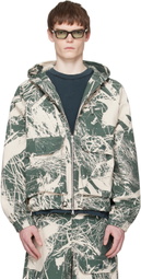 Reese Cooper Khaki & Off-White Duck Canvas Hooded Cargo Jacket