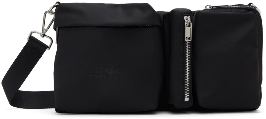 Tri Pocket Crossbody Bag - Black