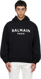 Balmain Black Printed Cotton Hoodie